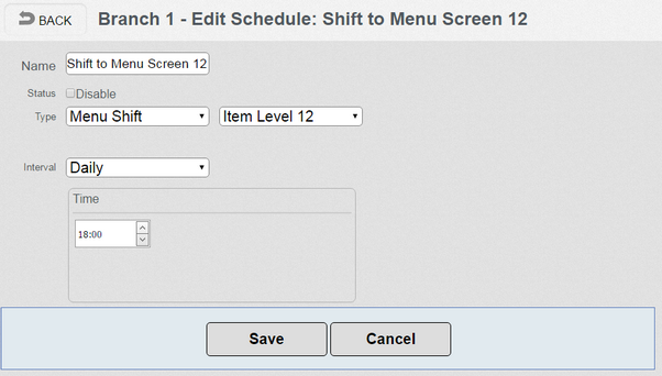 Sched - Menu shift