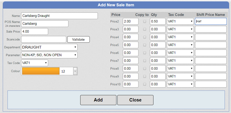 Price Shift Add PLU