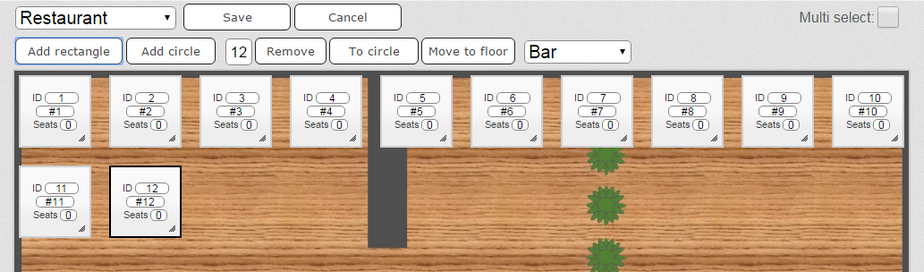 Floor Planner - Added 12 tables
