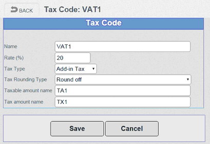Vat Setup Screen