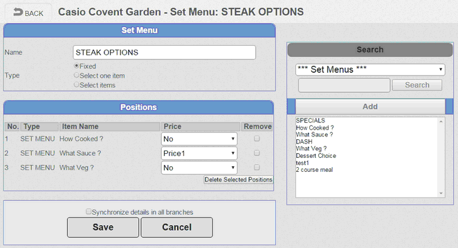 Set Menu with Set Menu