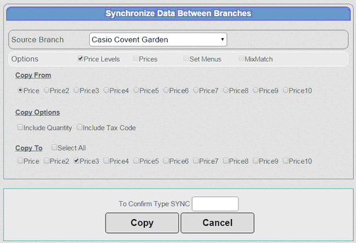 Branch Managment Prioce levels