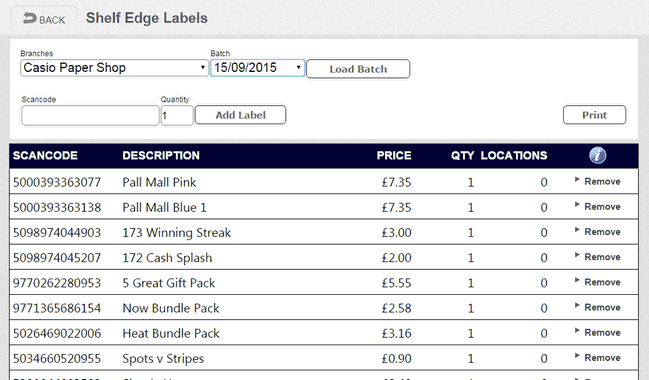 Sheld Edge Labels to be printed