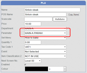PLU Set with Item Parameters