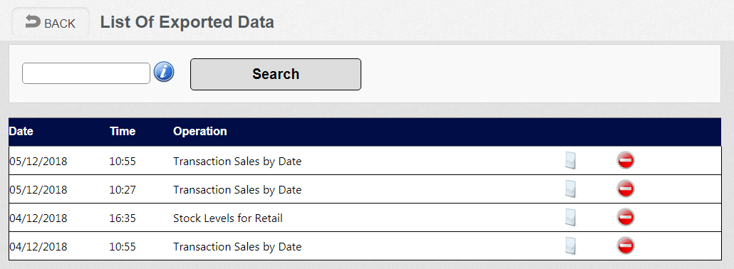 Export History Screen download