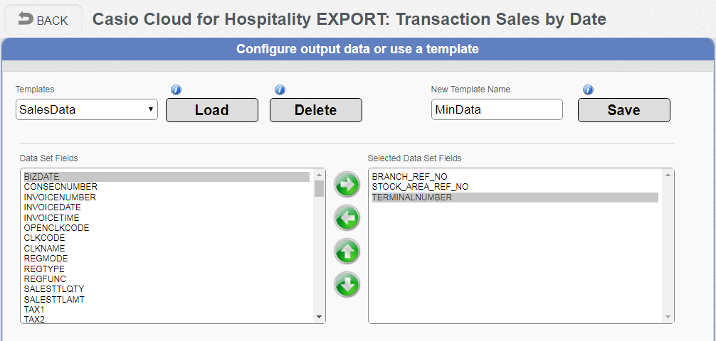 Export SCreen Template