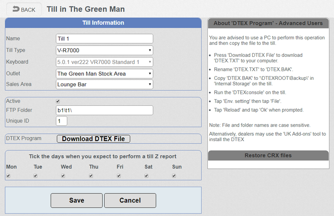 ECR Till Setup