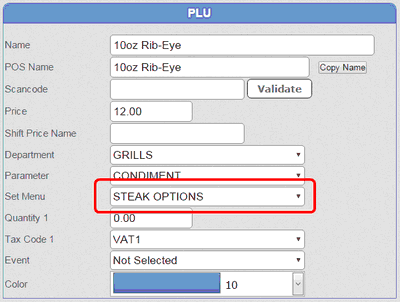 Set Menu PLU