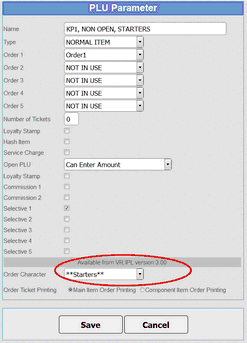 Order Character Parameters