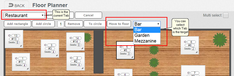 Floor Planner - Move Table to Tab