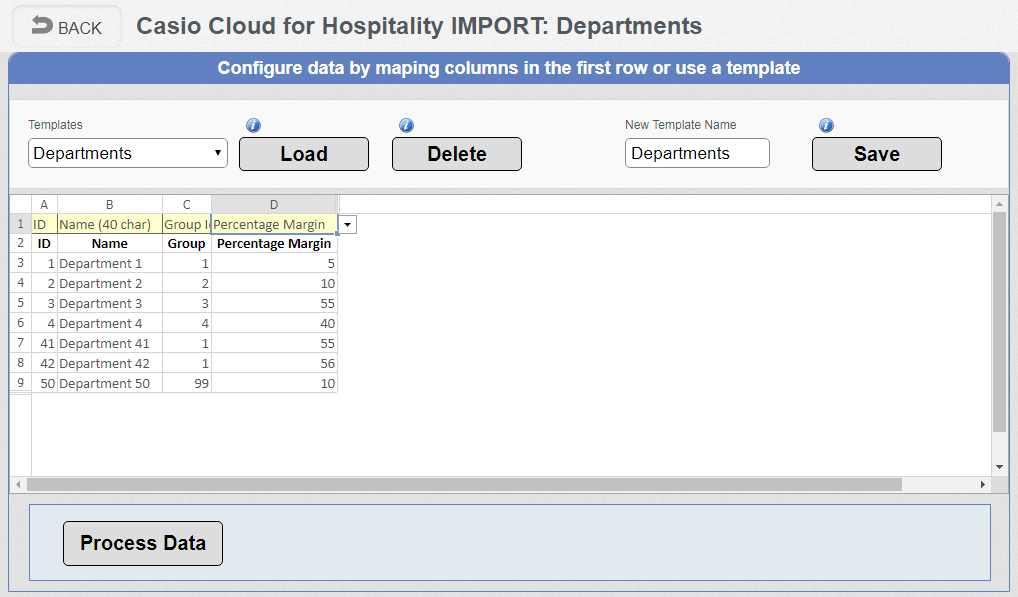 Import Export screen 3