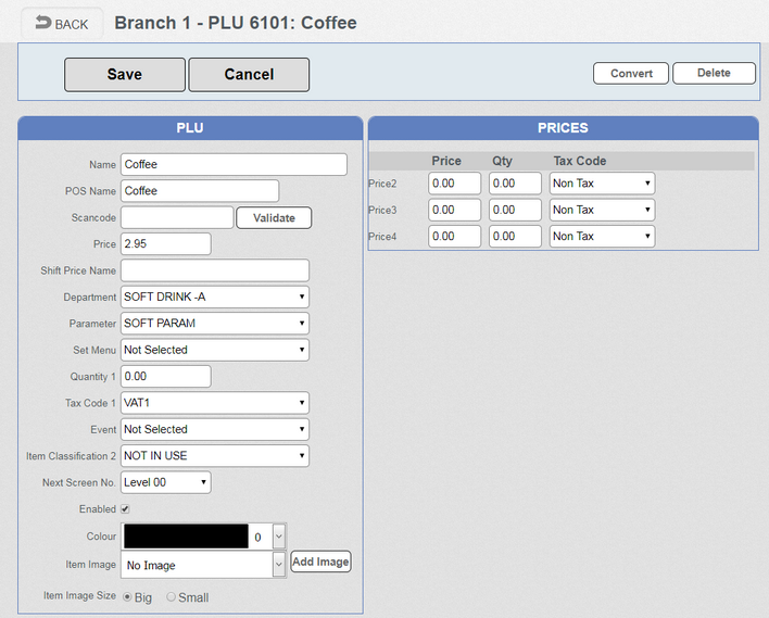 PLU Screen